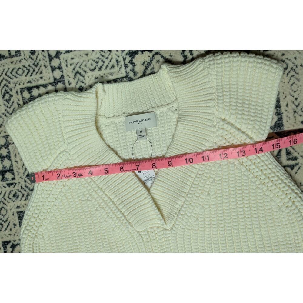 Banana Republic Sweater Vest Ivory Cotton Sleeveless Knit - Picture 6 of 7